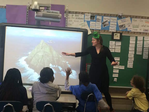 Dr. Devitt speaks to fourth graders at Perley Elementary Fine Arts Academy in South Bend
