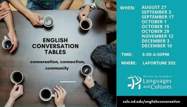 English Conversation Tables Schedule