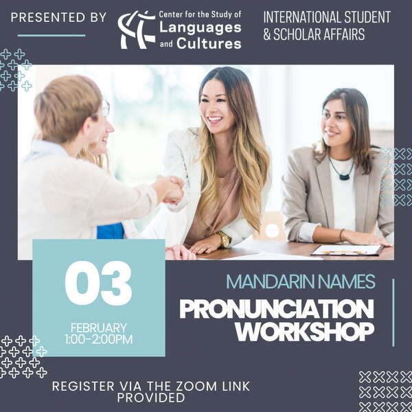 Mandarin Name Pronunciation Workshop